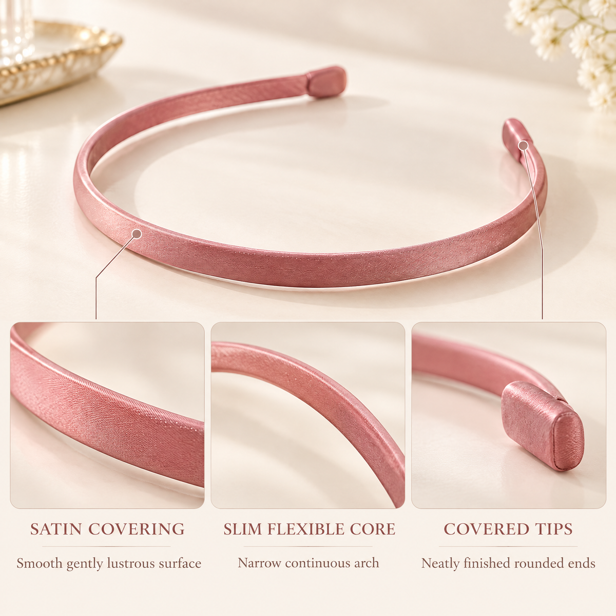 Selvorith™ Rose Pink Satin Headband