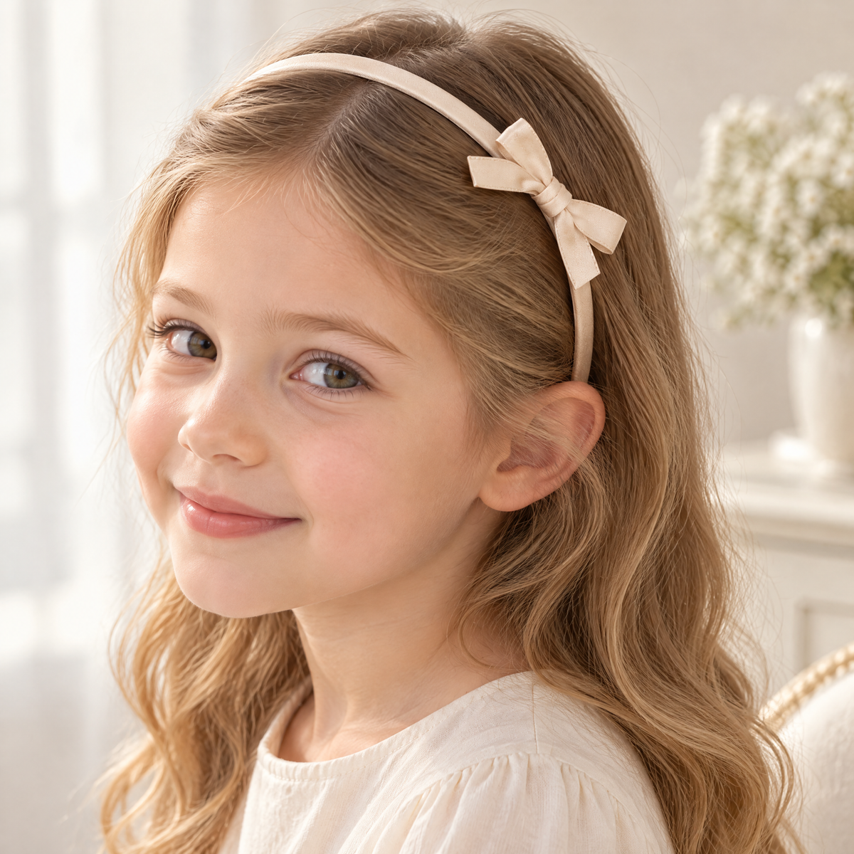 Selvorith™ Champagne Satin Bow Headband