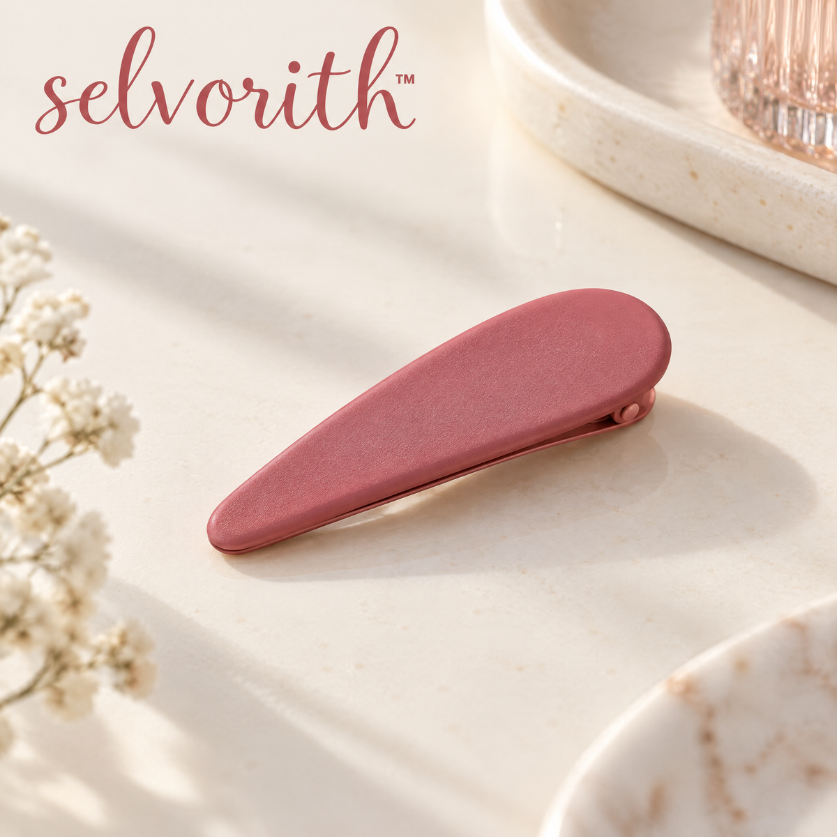 Selvorith™ Dusty Rose Teardrop Hair Clip