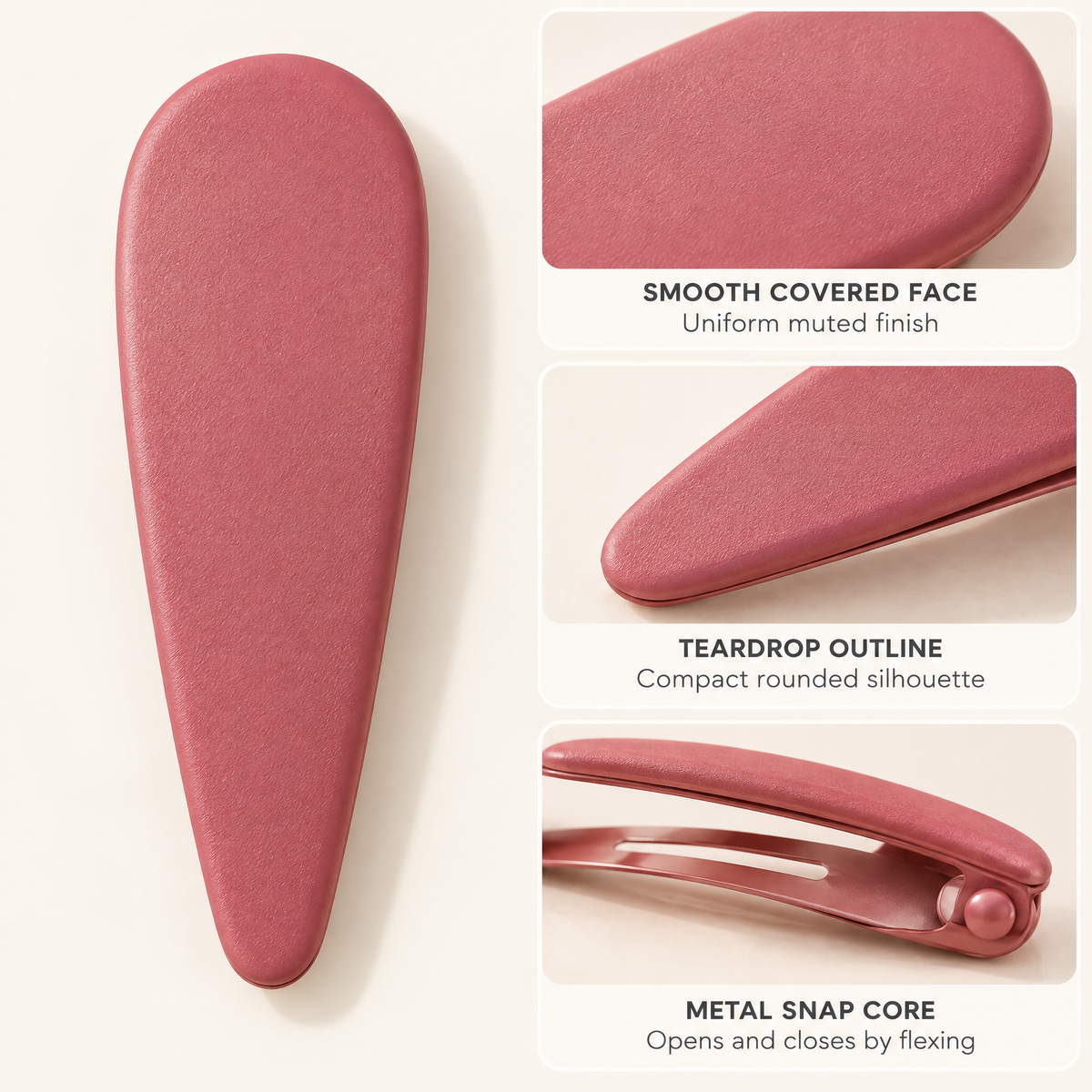 Selvorith™ Dusty Rose Teardrop Hair Clip
