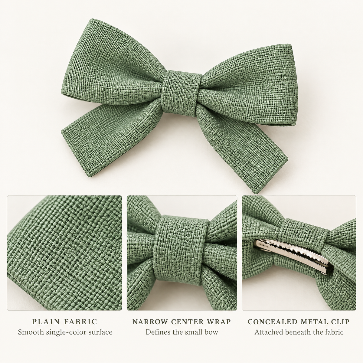 Selvorith™ Sage Green Textured Bow Hair Clip