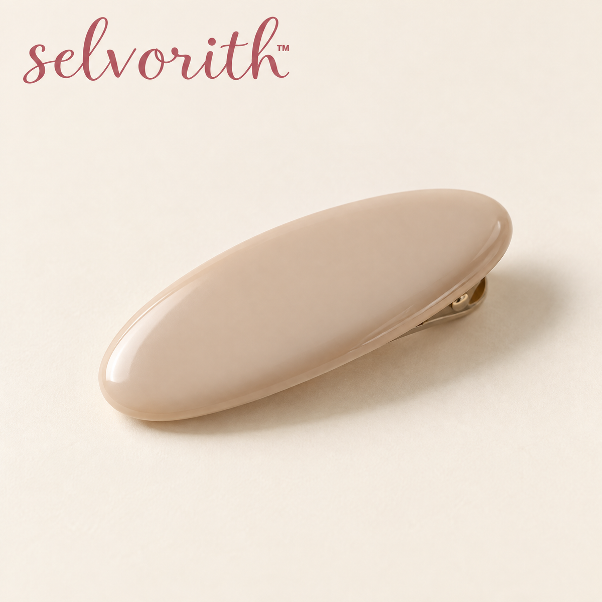 Selvorith™ Nude Glossy Oval Hair Barrette
