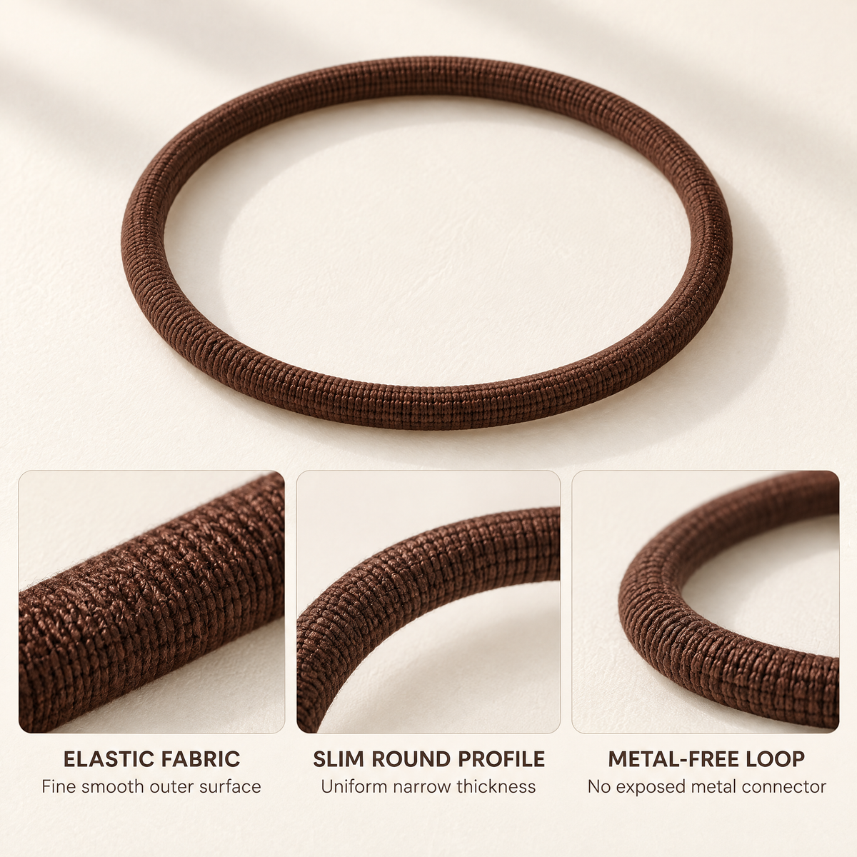Selvorith™ Chocolate Brown Fabric Hair Tie