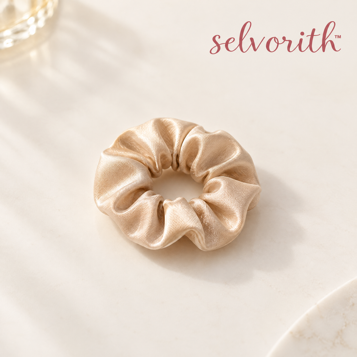 Selvorith™ Champagne Satin Scrunchie