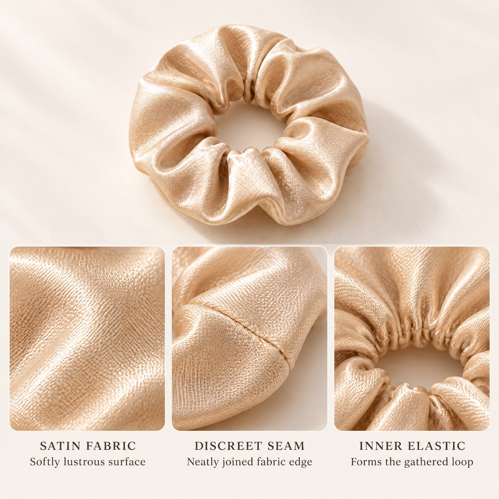Selvorith™ Champagne Satin Scrunchie