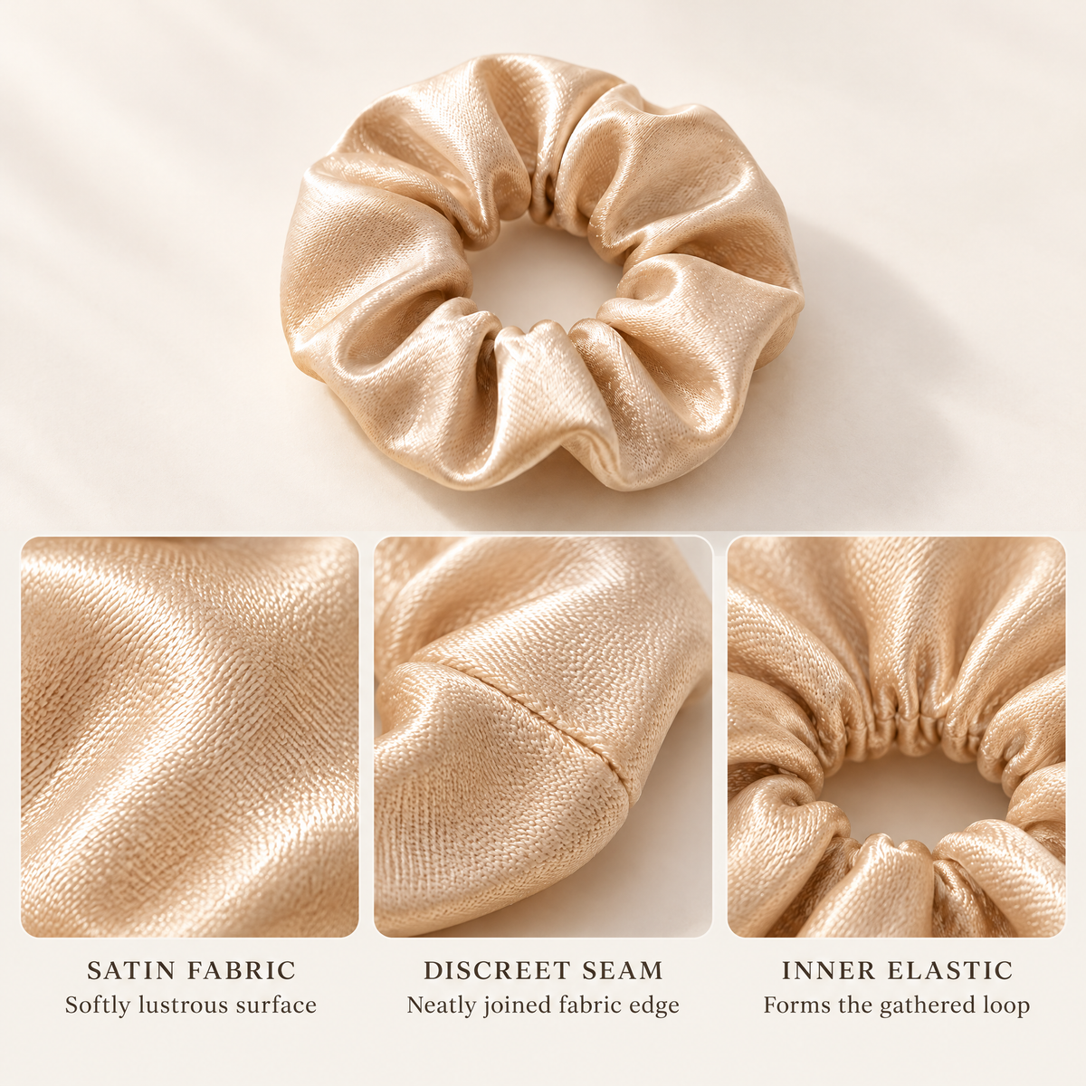 Selvorith™ Champagne Satin Scrunchie