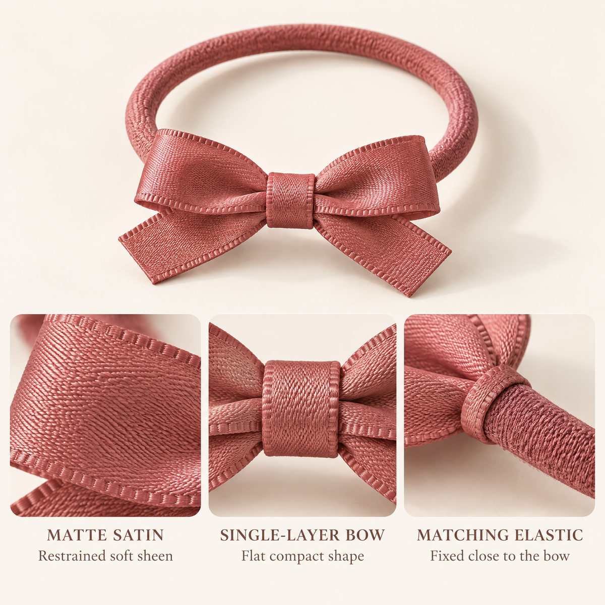 Selvorith™ Dusty Rose Bow Hair Tie