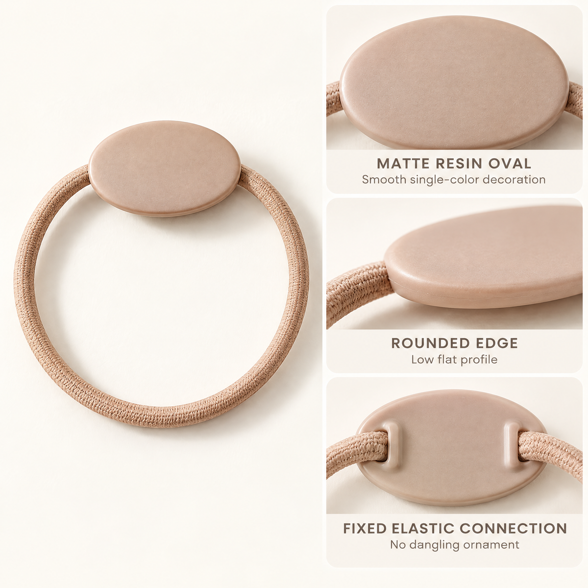Selvorith™ Beige Oval Accent Hair Tie